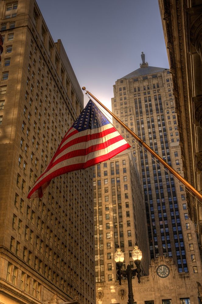 LaSalle street in downtown Chicago Illinois